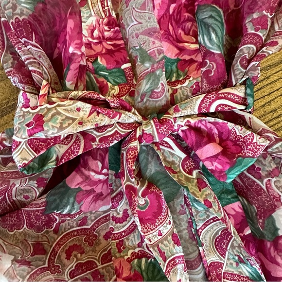 CIRCA 2000 Sheer Floral Short Sleeve Robe Lingerie Loungewear Coverup - Picture 4 of 6